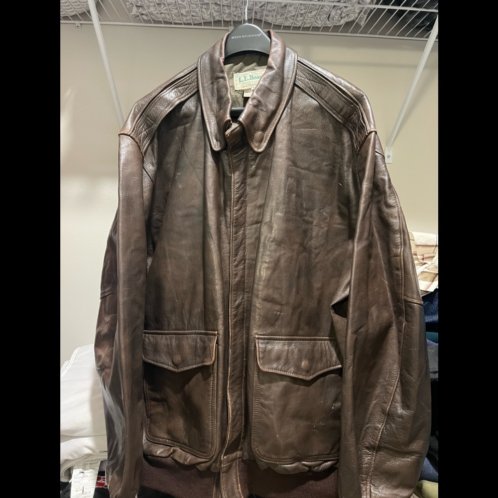 Vintage L.L. Bean Brown Leather Jacket (XXL Tall)